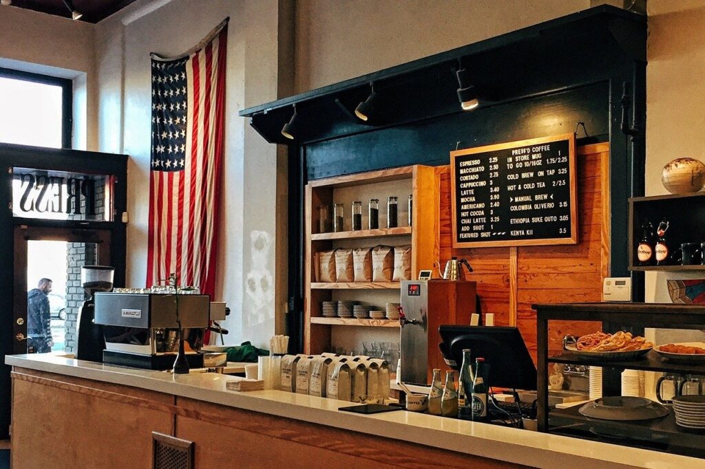 Fourth of July decorations- Coffee shops, businesses flaunts the American Flag (Image Source: Pixabay)